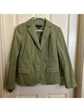 Talbots Jacket Blazer  Womens 6 Green Stretch Long Sleeve Tow Button Casual